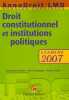 Droit constitutionnel et institutions politiques : Examens. Breillat Dominique  Champagne Gilles  Thome Daniel