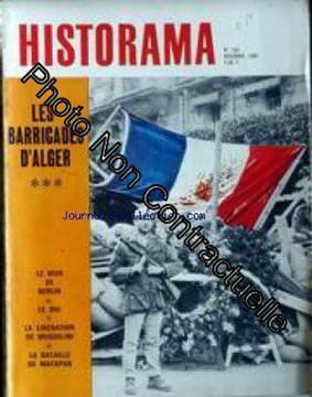HISTORAMA [No 183] du 01/12/1966 - LA SEMAINE DES BARICADES D'ALGER - COMPETITIONS DE SKI - PASCAL - EXPERIENCE HITERIENNES - MARIE DORVAL - ...