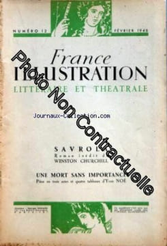 FRANCE ILLUSTRATION THEATRALE [No 12] du 01/02/1948 - SAVROLA - ROMAN DE WINSTON CHURCHILL - UNE MORT SANS IMPORTANCE - PIECE DE YVAN NOE. undefined