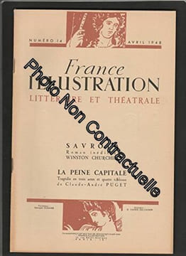 France Illustration [No 14] du 01/04/1948 : SAVROLA roman inédit de Winston Churchill / LA PEINE CAPITALE tragédie de Claude-André Puget. Winston ...