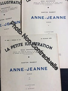 Anne-Jeanne. Roman en 3 fascicules. Illustrations de J. Simont. Février 1938. 4 revues brochées 96 pages. Rousseurs. (Littérature Périodiques Periodicals Etats-Unis)