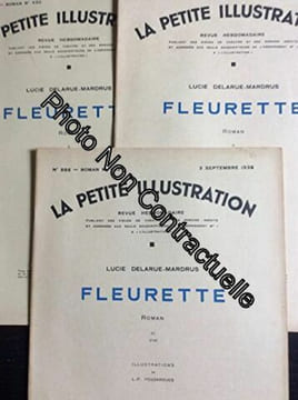 Fleurette. Roman. 1938. 3 fascicules. 78 pages. Légères rousseurs 20x30 cm. (Littérature). DELARUE-MARDRUS Lucie