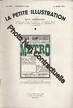La Petite illustration théâtrale N° 342 : Métro pièce de Patrick Kearney. Créée en décembre 1933 au Studio des Champs-Elysées. 10 mars 1934. (Théâtre ...