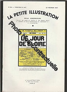 La Petite illustration théâtrale N° 407 : Le jour de gloire pièce de André Bisson et Meg Villars d'après Dickens. Créée en décembre 1936 au théâtre national de l'Odéon. 27 février 1937. (Théâtre Périodiques Periodicals)
