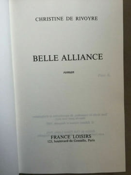 Belle alliance France loisirs. CHRISTINE DE RIVOYRE