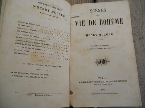 Henry murger Scènes de la vie de bohème Michel Lévy frères. undefined