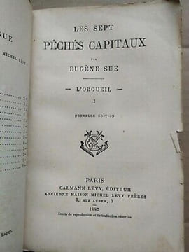 Eugène Sue Les Sept Péchés Capitaux L'orgueil Tome i. undefined