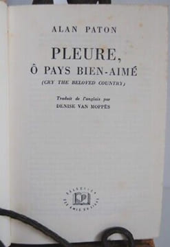 PLEURE O PAYS bien aime n703 HC. Alan Paton