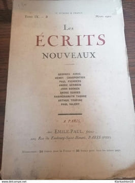 Les écrits nouveaux Tome IX 3 mars 1922 émile paul. undefined