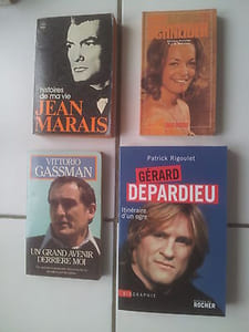 lot 4 biographies d' acteurs Jean Marais gérard Depardieu Gassman Romy Schneider