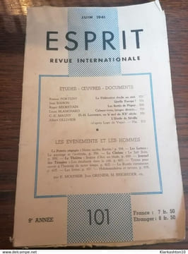 Esprit Revue Internationale 101 9e année juin 1941. undefined
