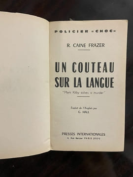 r Caine Frazer Le couteau sur la langue Presses internationales. undefined