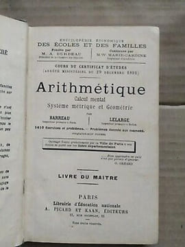 Barreau et Lelarge Arithmétique De système métrique et De géométrie. undefined