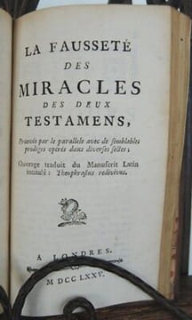 George Campbell 1767 DISSERTATION SUR LES MIRACLES essai contre. David Hume