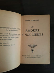 Les Amours Singulières flammarion envoi de l'auteur