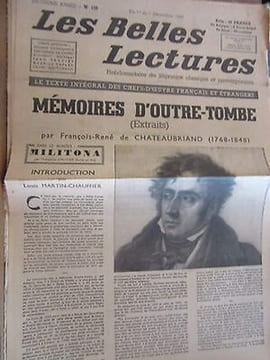 Les Belles Lectures n130 du 1er au 7 Décembre 1948 Mémoires d'outre tombe. undefined