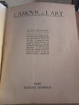 L'amour de l'art n3 avril 1938. undefined