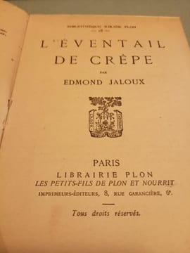 L'éventail de crêpe Librairie Plon. Edmond Jaloux
