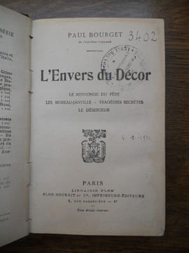 L'Envers du décor nourrit. BOURGET Paul
