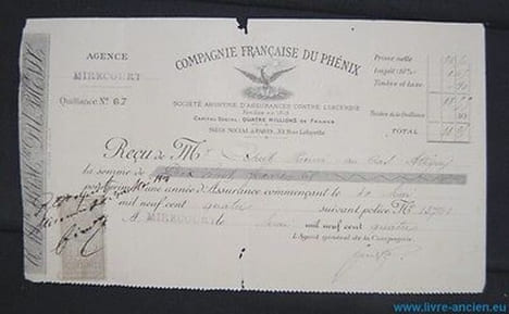 Lettre de Change COMPAGNIE FRANCAISE DU PHENIX Quittance Agence Mirecourt. undefined
