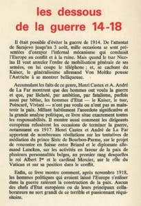 LES DESSOUS DE LA GUERRE 14 18 Henri Castex a André DE LA FAR Grasset