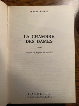 La chambre des dames France loisirs. Jeanne Bourin
