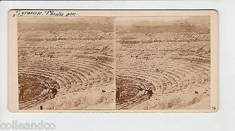 Vue Stéréoscopique Stéréo ITALIE SYRACUSE Théatre Grec Cirque Romain. undefined