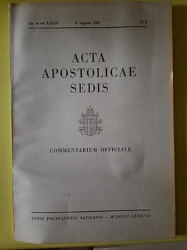 Acta Apostolicae Sedis Commentarium Officiale vol LXXIX 5 lunii. undefined