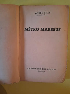 Métro Marbeuf L'Intercontinentale d'. ANDRE BILLY