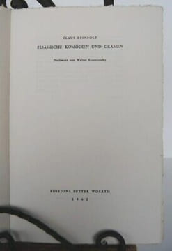 Claus Reinbolt elsässische komödien UND DRAMEN Alsace Dédicacé. undefined