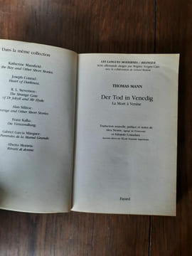 Thomas Mann La Mort à Venise der Tod in venedig Bilingue fayard. Mann Thomas