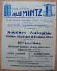 Pub éts ALUMINTZ à Levallois-Perret SOUDURE AUTOGENE. 