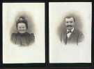 Lot 2 anciennes photos collées sur cartons d'un couple. 