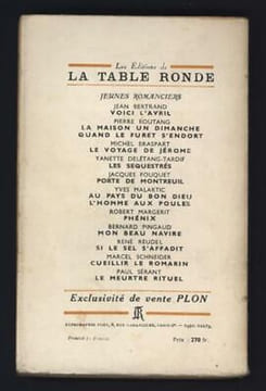 L'AMOUR TRISTE La Table Ronde. Pingaud Bernard