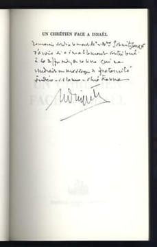 Un chrétien face a Israël éd ENVOI autographe. Michel Riquet