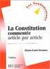 La Constitution commentée article par article 7e édition. Formery Simon-Louis