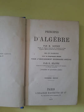 Principes d'Algebre. H. Sonnet