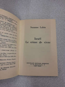 Israël le crime de vivre. Suzanne Labin