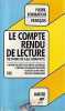 Le compte rendu de lecture. De l'analyse à la créativité. Géray Christine