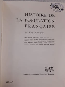 HISTOIRE DE LA POPULATION FRANCAISE. Tome 4. Dupâquier Jacques