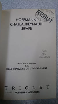 Triolet. Hoffmann Chateaureynaud Lepape