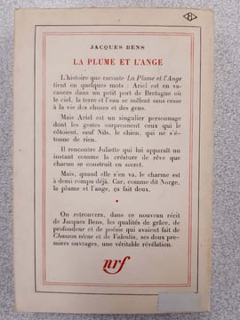 La plume et l'ange. Jacques Bens