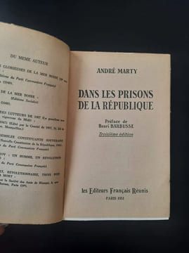 Dans les prisons de la République Préface de Henri Barbusse. Marty André