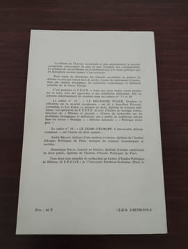 Le Deuxième pilier : Données et réflexions sur la sécurité européenne (Les Sept épées). PIGASSE JEAN PAUL