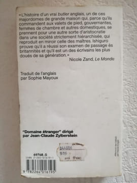 Les vestiges du jour. Kazuo Ishiguro