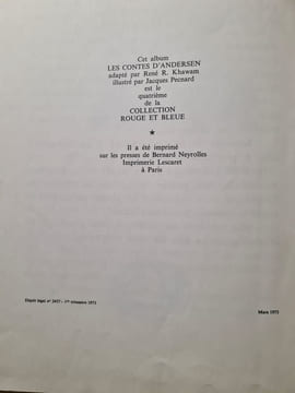 Les Contes D'Andersen. ANDERSEN Hans Christian Adaptation De René R. KHAWAM