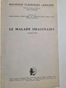 Le malade imaginaire de Molière
