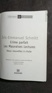 Crime parfait/Les mauvaises lectures: deux nouvelles a chute