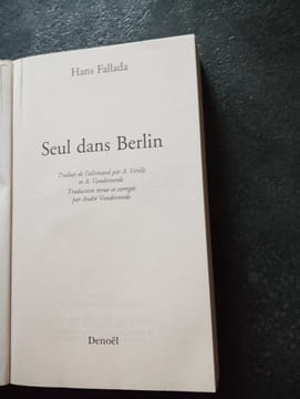 Seul dans Berlin. Fallada Hans Vandevoorde André Virelle A