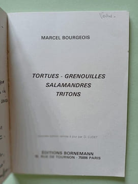 Tortues grenouilles salamandres et tritons : élevage et reproduction. Marcel Bourgeois
